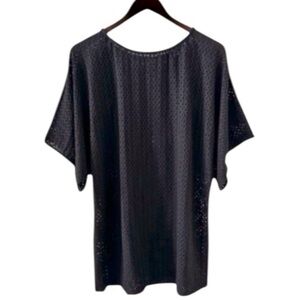 Carmen Marc Valvo Swimwear Black Short Sleeve Open Knit Swim Coverup Size S/M